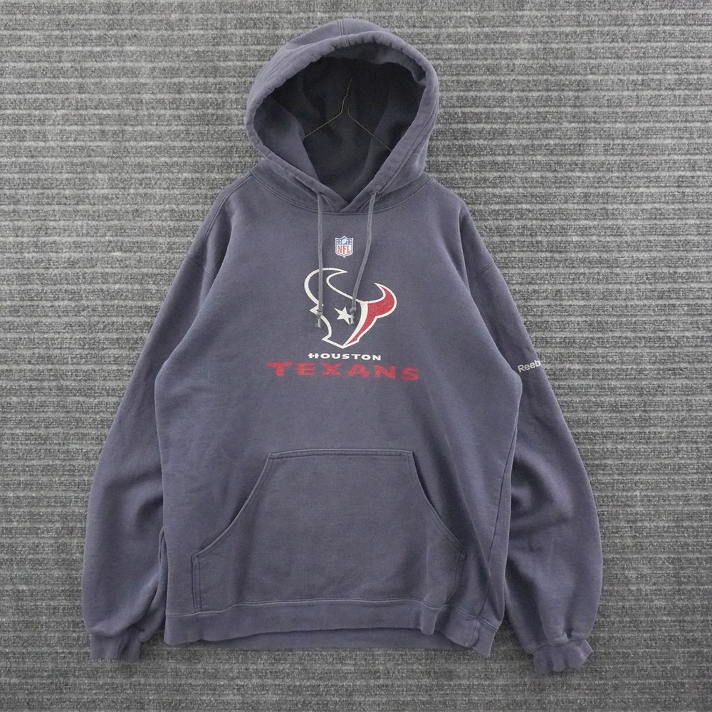 Vintage Reebok Houston Texans Hoodie Mens L Navy Blue NFL Football Pullover
